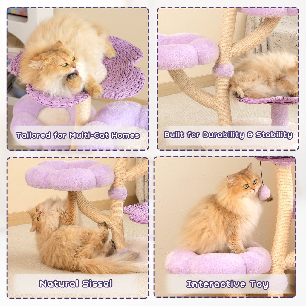 Purple Woven Flower Cat Tree