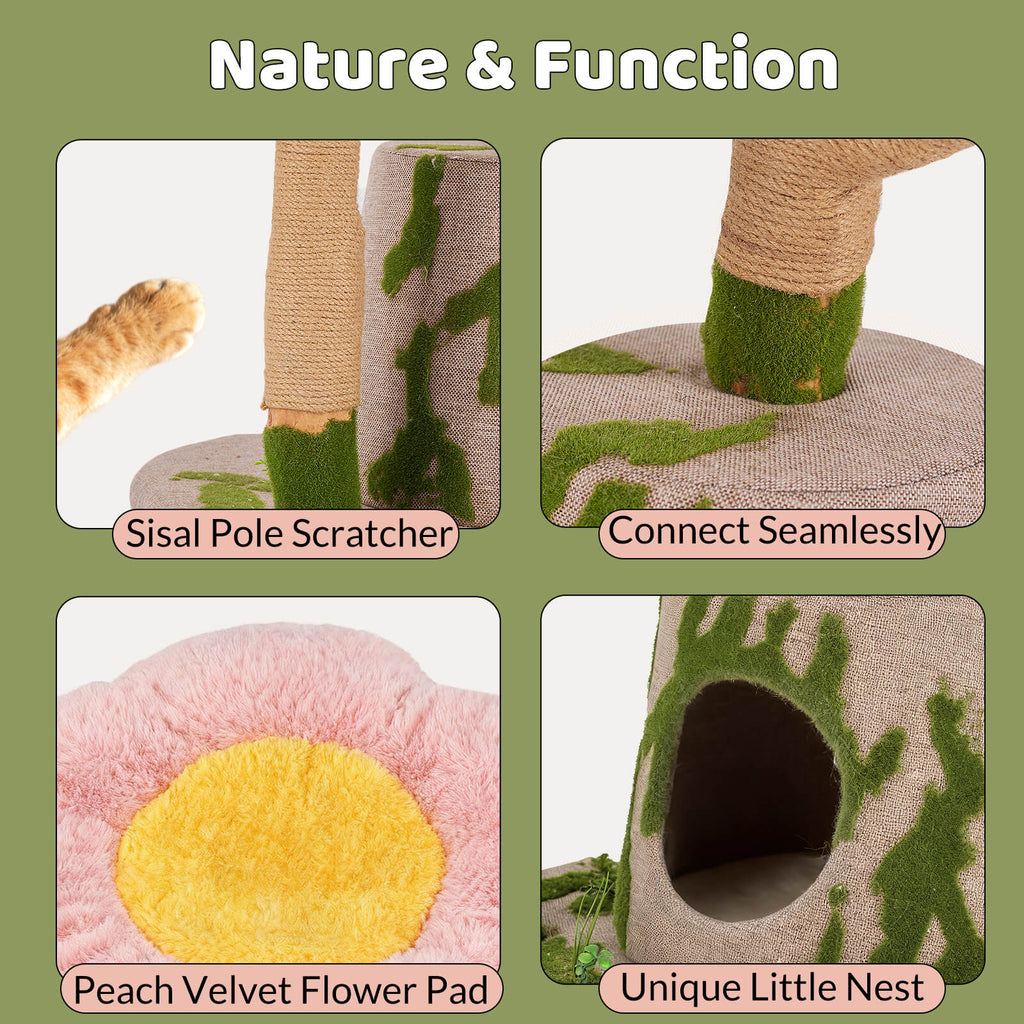 Enchanted Blossom Solid Wood Cat Tree