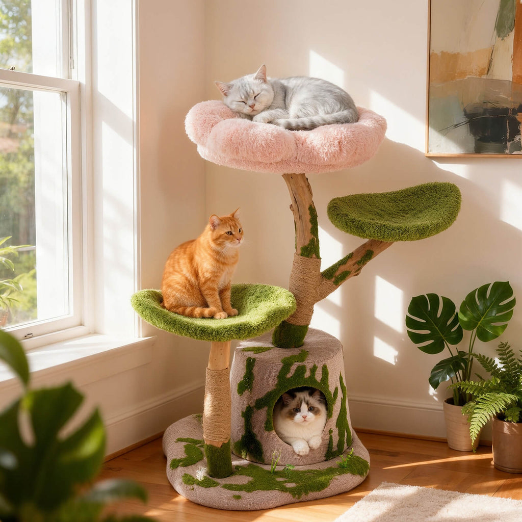 Enchanted Blossom Solid Wood Cat Tree
