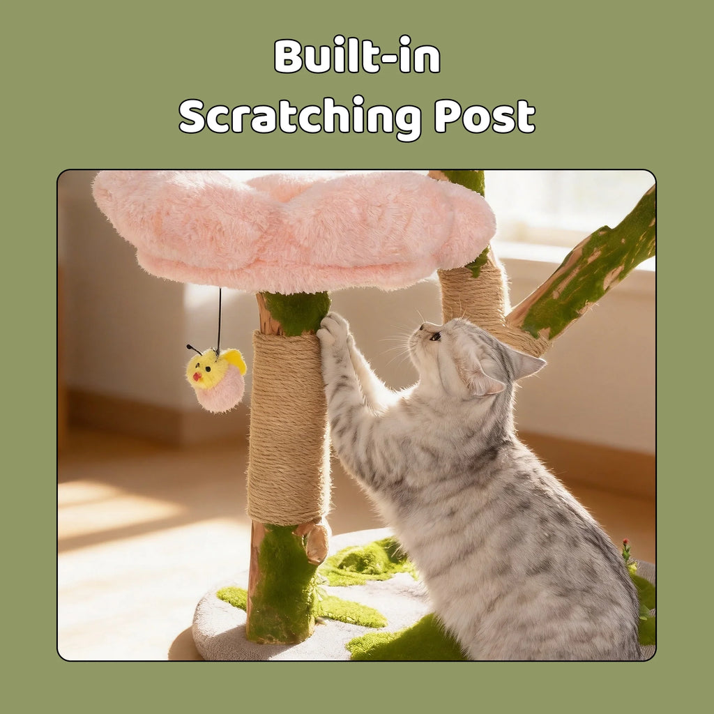 35.4" Blossom Wonder Solid Wood Cat Tree