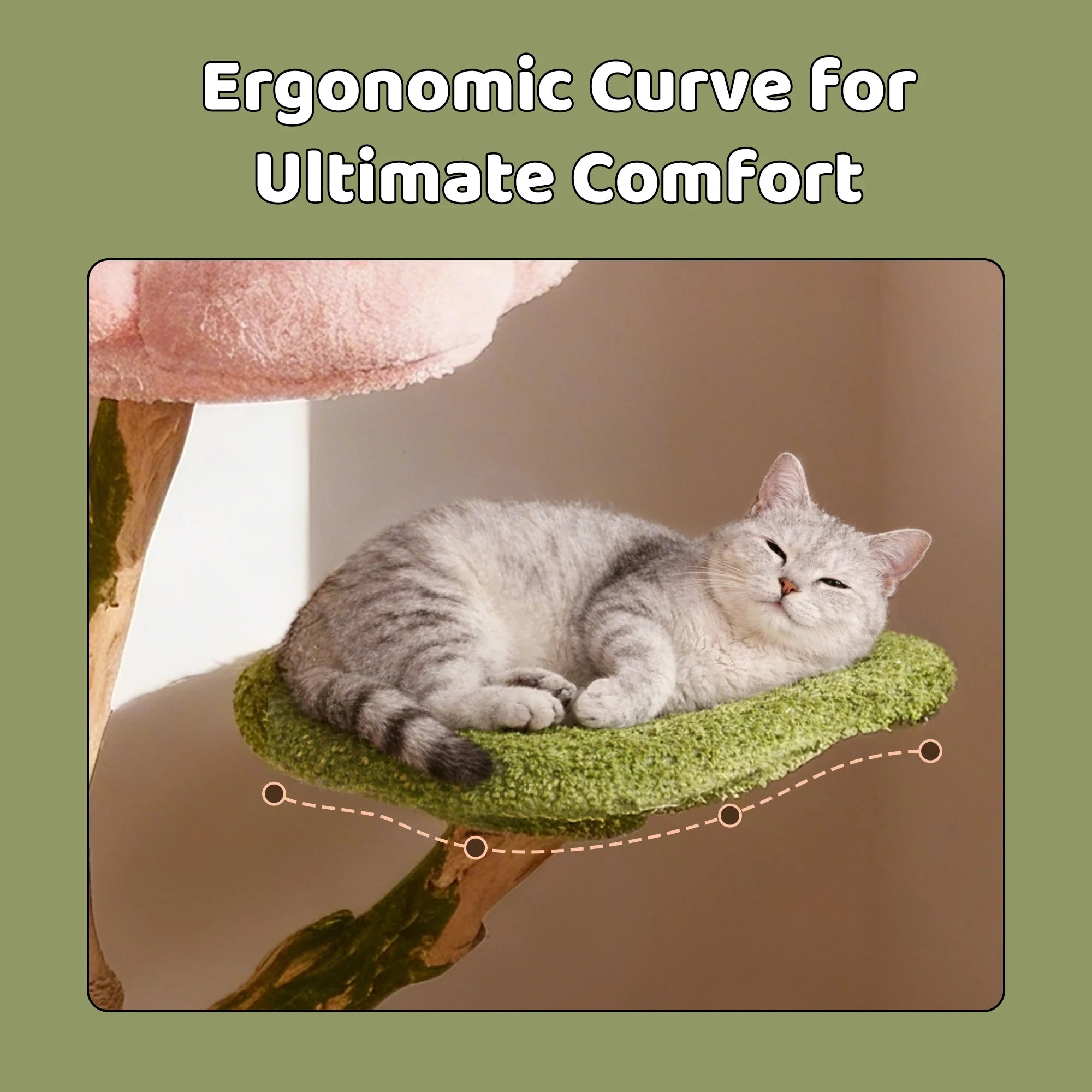 35.4" Blossom Wonder Solid Wood Cat Tree
