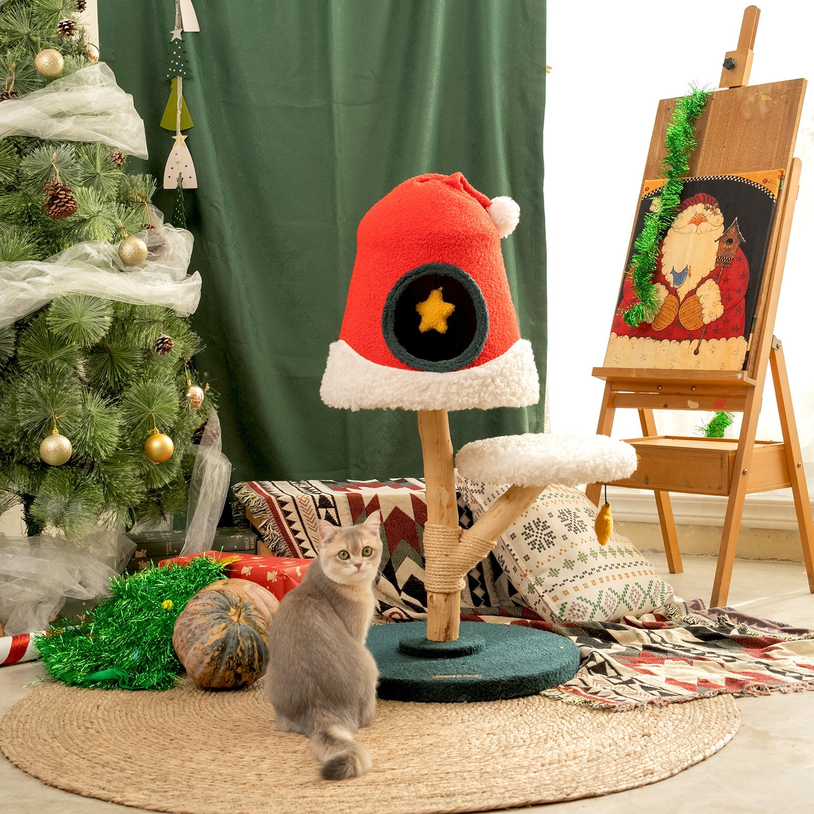 Santa Hat Cat Tree