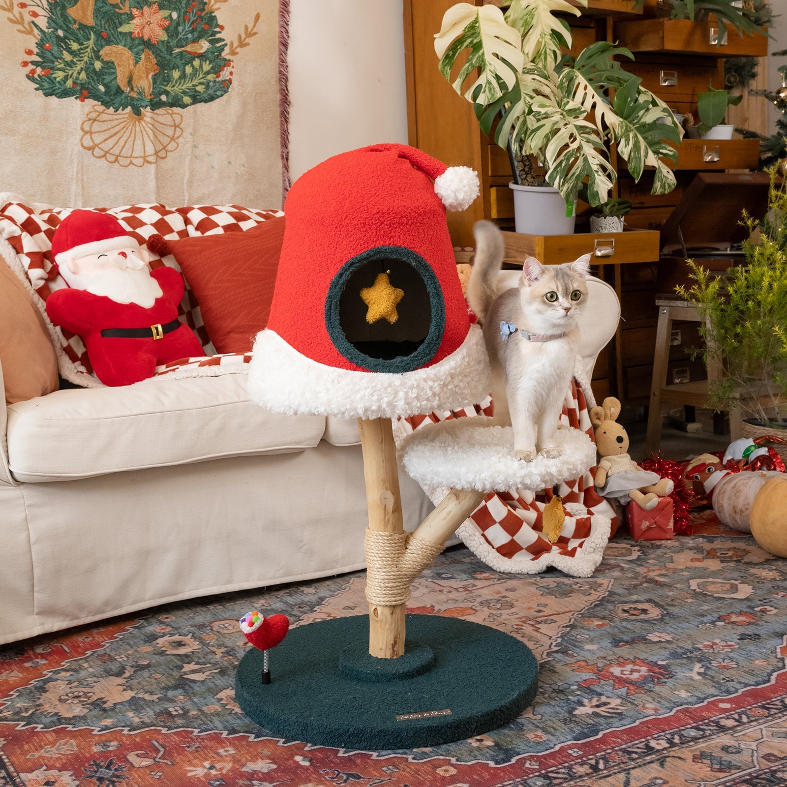 Santa Hat Cat Tree