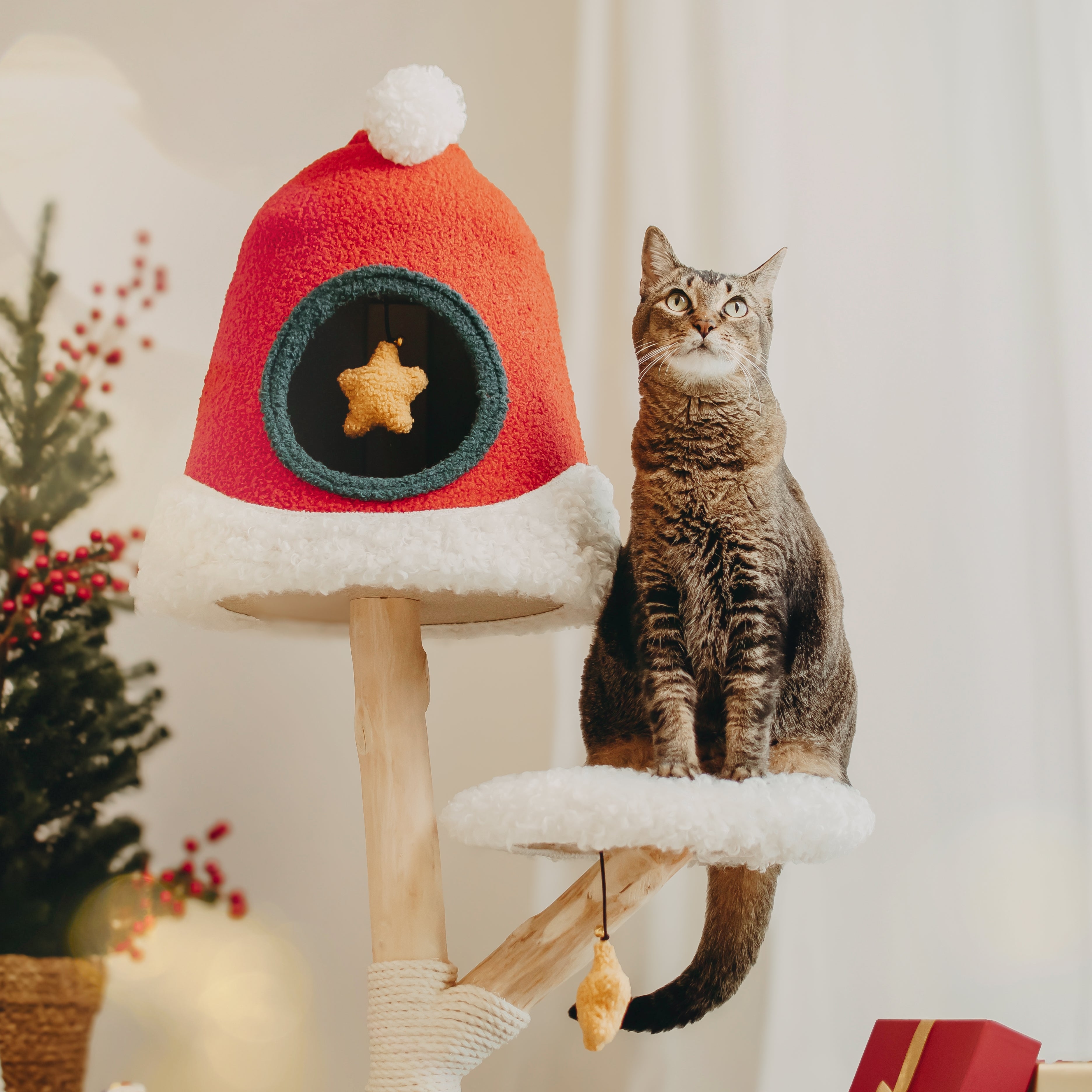 Santa Hat Cat Tree